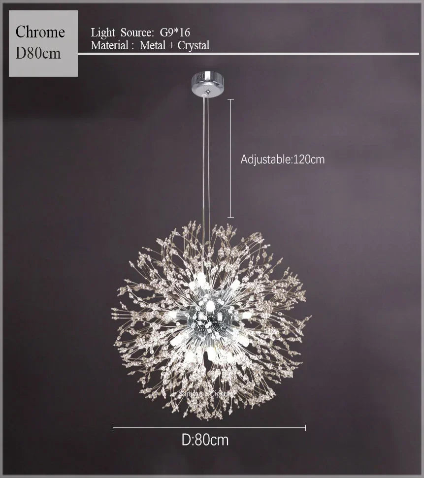 Dandelion Chandelier LED Sparkle Ball Crystal Lighting for Restaurant & Living Room