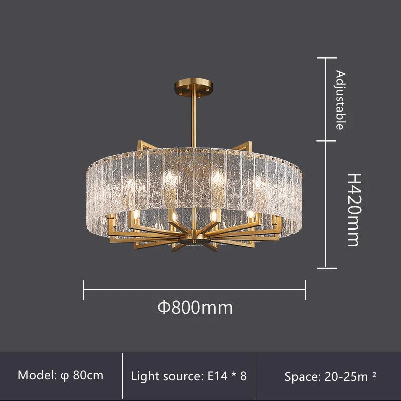 Luxury Water Ripple Glass Chandelier - LED Lighting Fixture for Home Decor