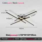 Black Chandelier LED Ceiling Lamp: Nordic Minimalist Square Living Room & Bedroom Lights