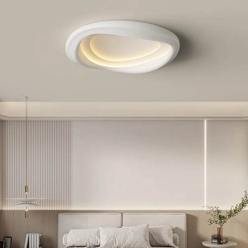White Round LED Ceiling Light with Remote Control for Bedroom & Living Room