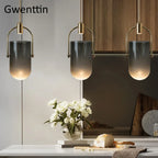 Bucket Glass Pendant Lamp LED Modern Hanging Lights for Dining Room Kitchen Home Décor