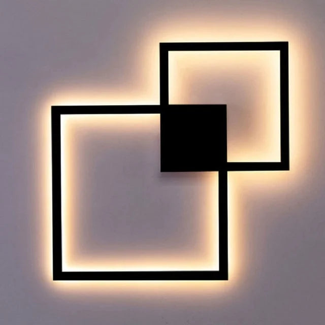Dimmable Square LED Wall Sconce: Modern Black White Metal Indoor Lighting