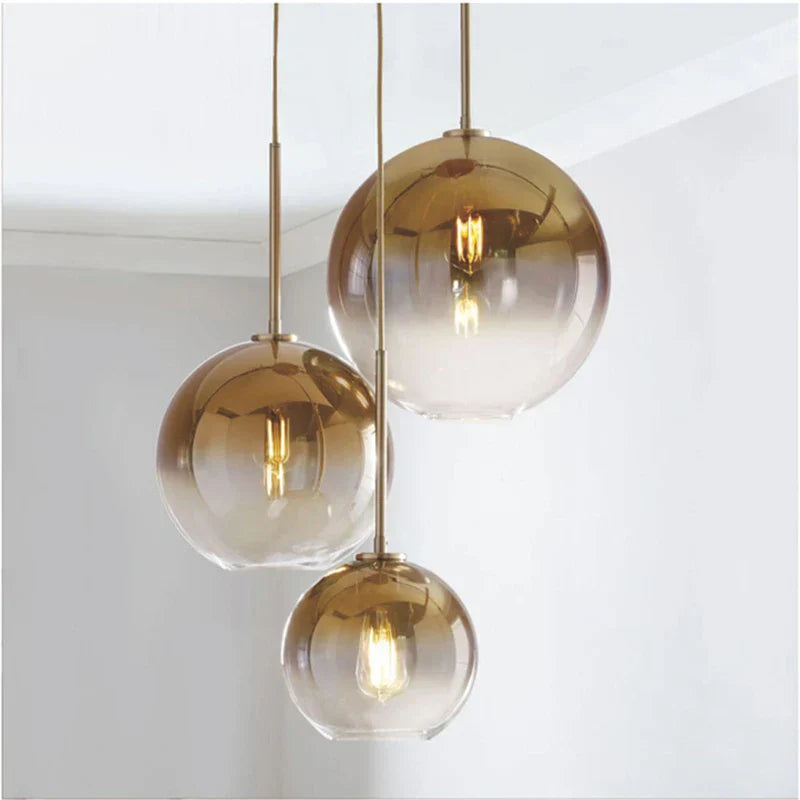 Gradient Glass Chandelier: Modern Nordic Living Room Lighting for Bedroom or Restaurant