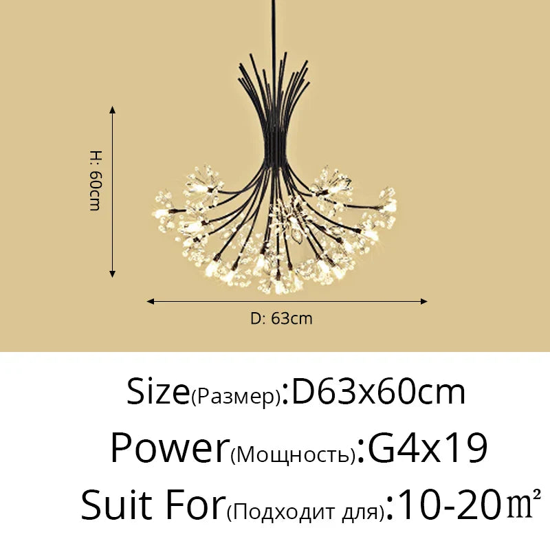 Dandelion Flower Chandelier: Modern LED Living Room Bedroom Indoor Decor Bouquet Lamps