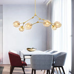 Glass Branch Ceiling Chandelier with Multi Color Lampshades