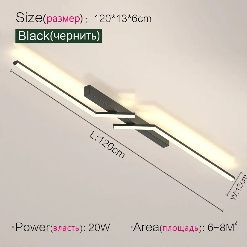 Modern Black LED Ceiling Chandelier for Corridor Bedroom Hallway Dining Room