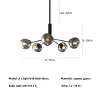 Gray Lava Glass Chandelier LED Pendant Light Modern Nordic Design