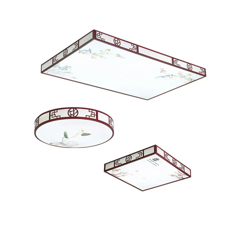 Mahogany LED Ceiling Lamp Minimalism Round/Square Interior Lighting for Living Room & Dining Room