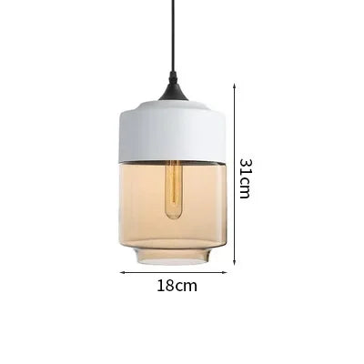 Wood Color Glass LED Pendant Light for Bedroom Dinning Living Room
