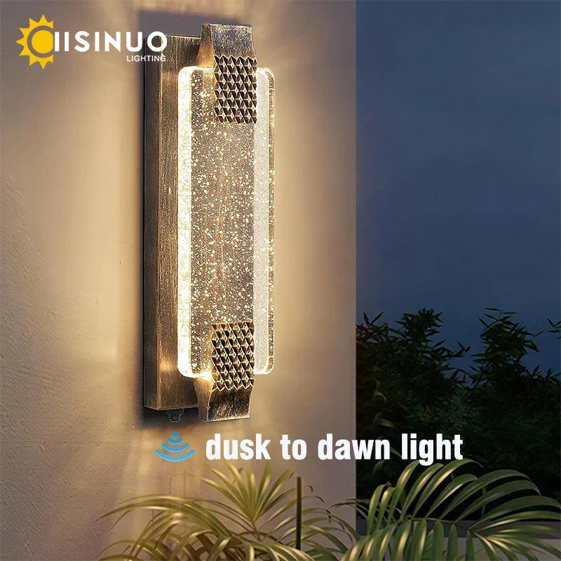 Crystal Bubble Glass LED Outdoor Wall Sconce for Porch and Garden