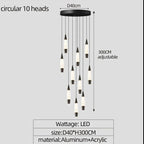 Modern Duplex High-rise LED Chandelier in Black Gold