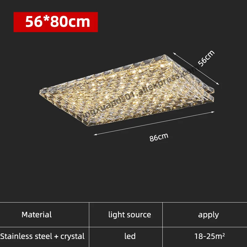 Crystal Square Ceiling Light: Elegant Indoor LED Lighting Fixture for Living Room, Bedroom & Corridor