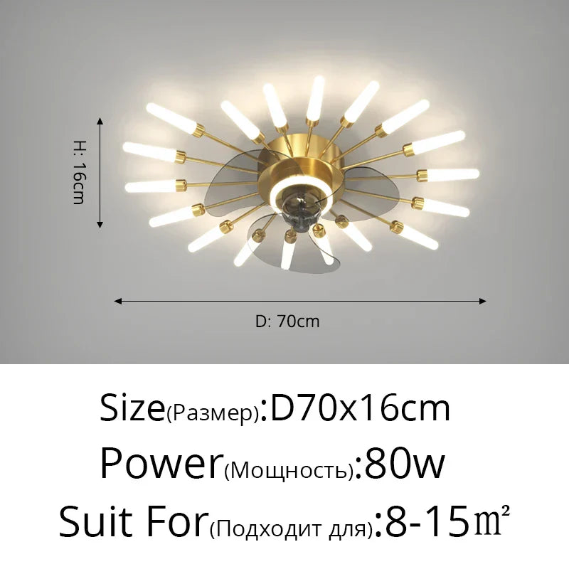 2023 Modern Chandelier Ceiling Fan Lights for Living Room Bedroom Upscale Decor