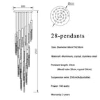 Modern Gold Crystal LED Staircase Chandelier for Large Hallway Lobby Loft