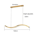 Modern Crystal Chandelier: Stainless Steel Long Strip Hanging Lamp for Kitchen and Dining