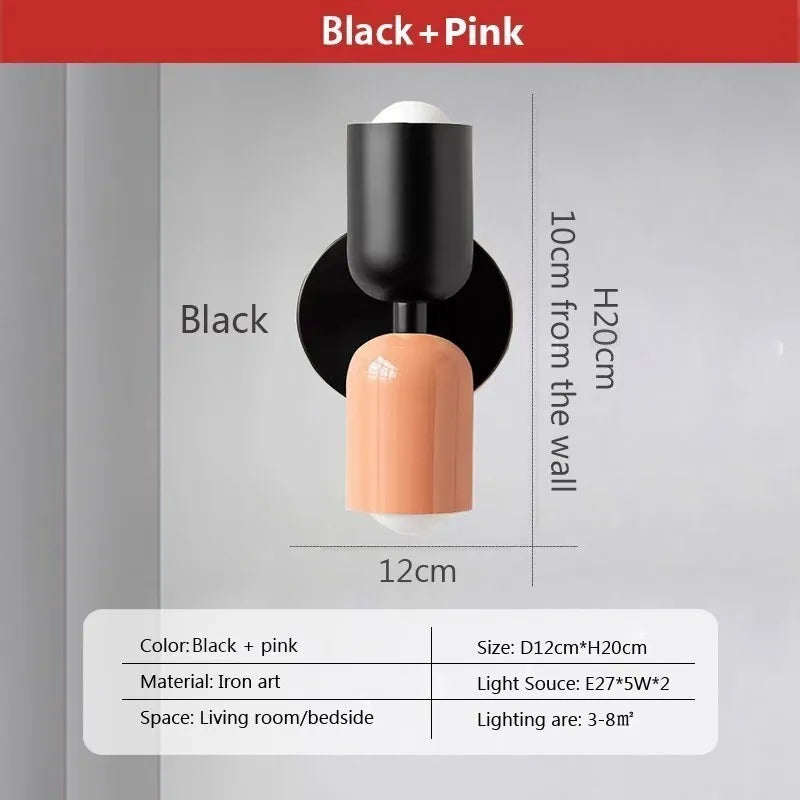 Nordic LED Colorful Wall Lights Modern Bedroom Living Room Background Wall Lamp