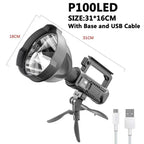 Portable LED Spotlight: Rechargeable, Waterproof & Mountable