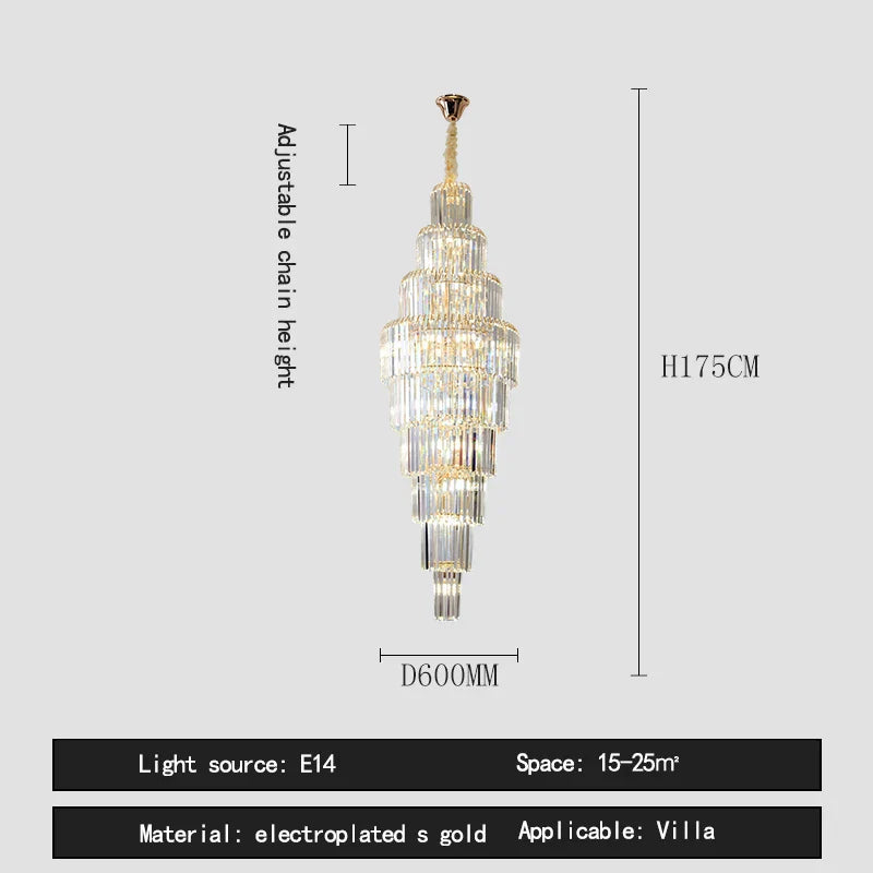 Crystal Pendant Chandelier for Hotel Lobby - Luxury Hollow Design - Nordic Villa Style