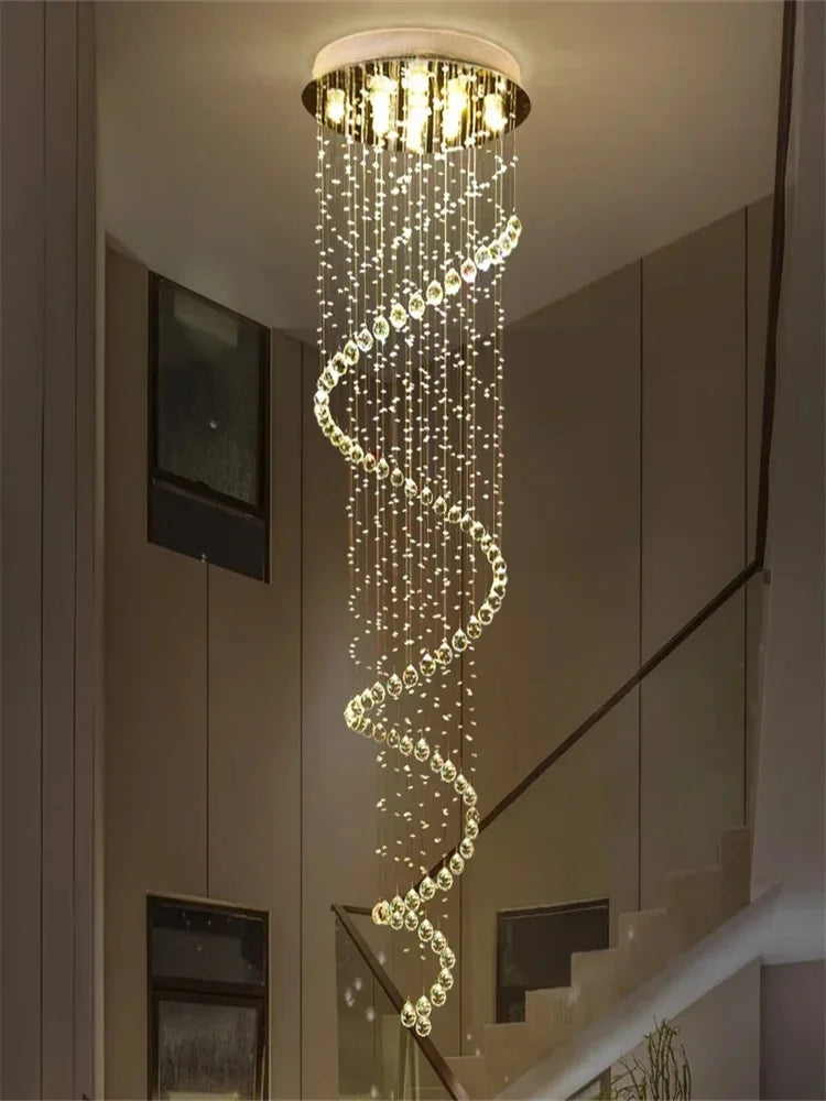 Modern K9 LED Crystal Chandelier for Living Room Staircase Bedroom Hotel Hall