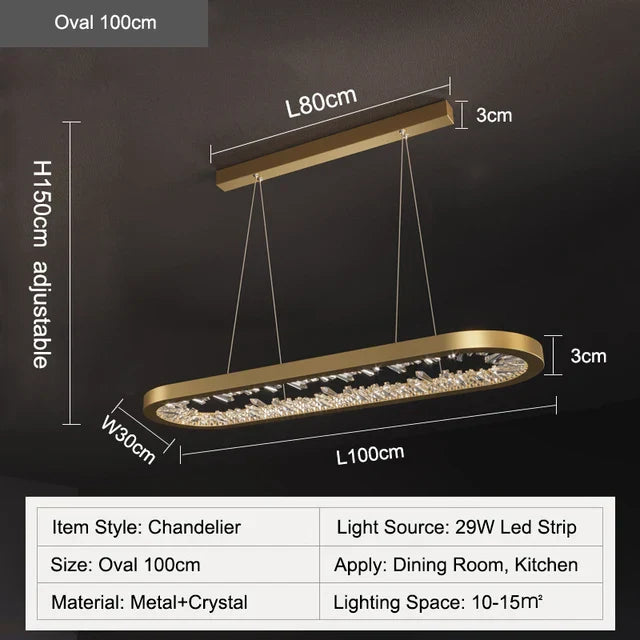 Crystal Ring LED Chandelier for Restaurant Dining Room Coffee Shop