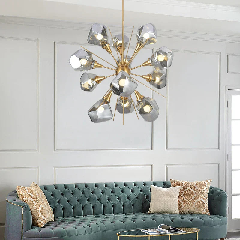 Rock Glass Chandeliers: Modern Indoor Pendant Lamps for Living Room, Bedroom & Restaurant