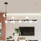 Glass Ball LED Chandelier: Modern Long Pendant Lighting for Living Room and Shop