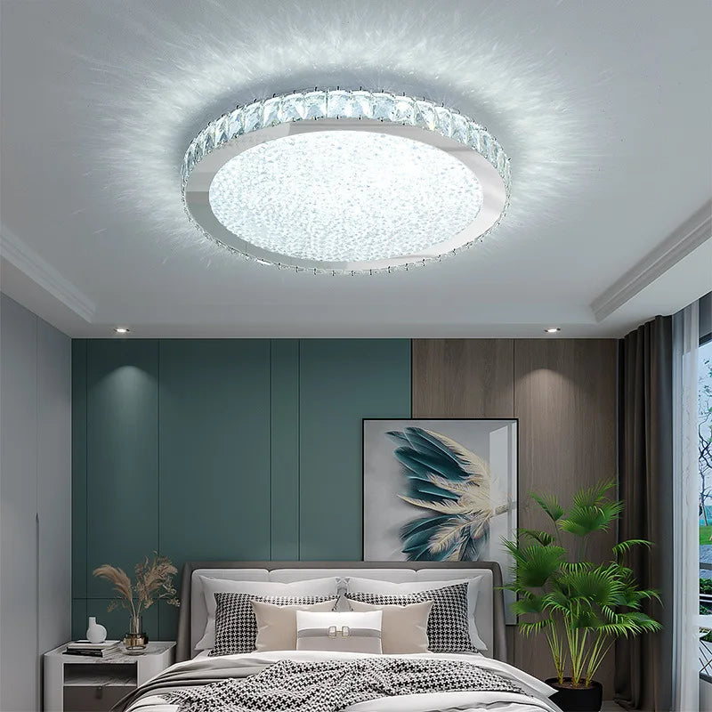 Crystal Round Ceiling Lamp Elegant LED Lighting for Bedroom & Living Room