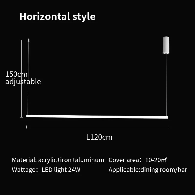 Minimalist Long Strip LED Chandelier for Office, Dining Room, and Bar