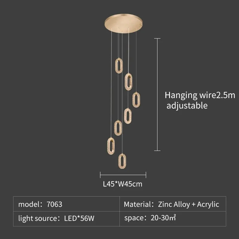 LED Chandeliers: Luxury Staircase Pendant Lamps, Long Hanging Gold Fixture