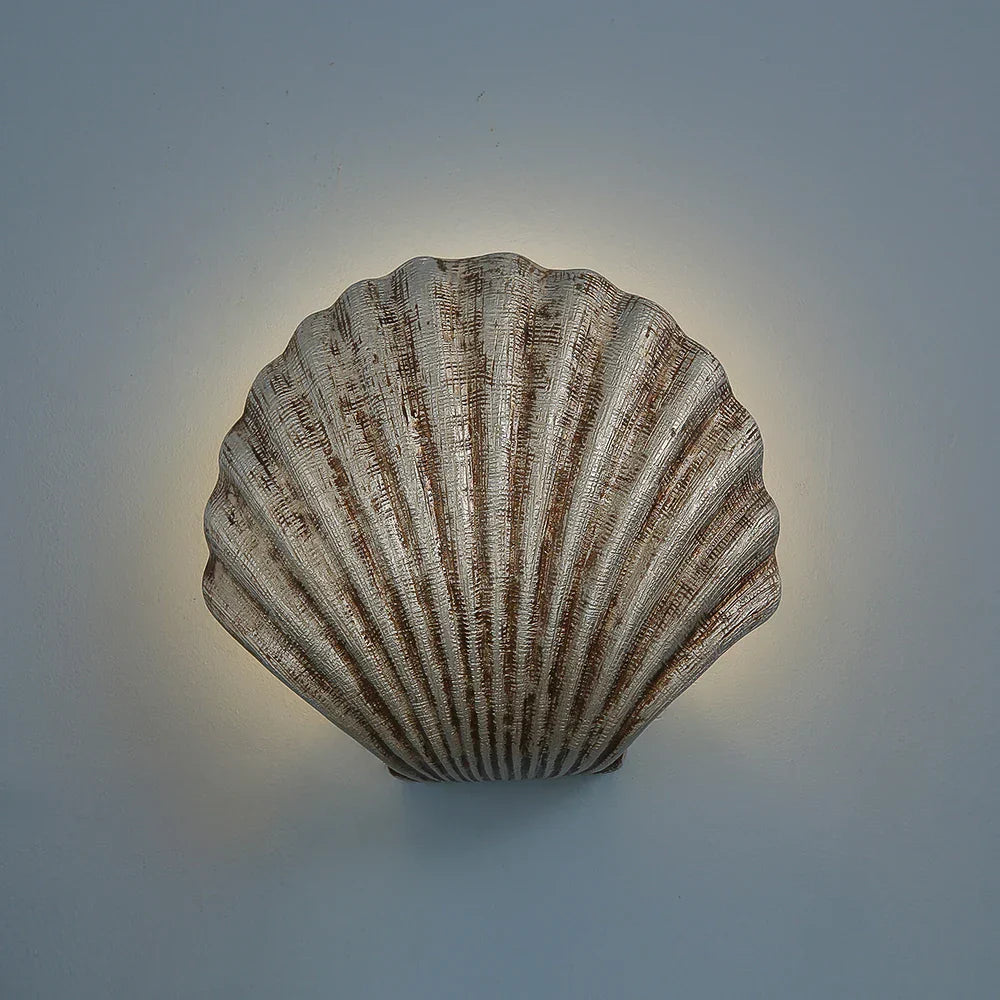 Modern Sea Shell LED Wall Lamps Resin Lampshade Indoor Lighting for Bedroom and Living Room