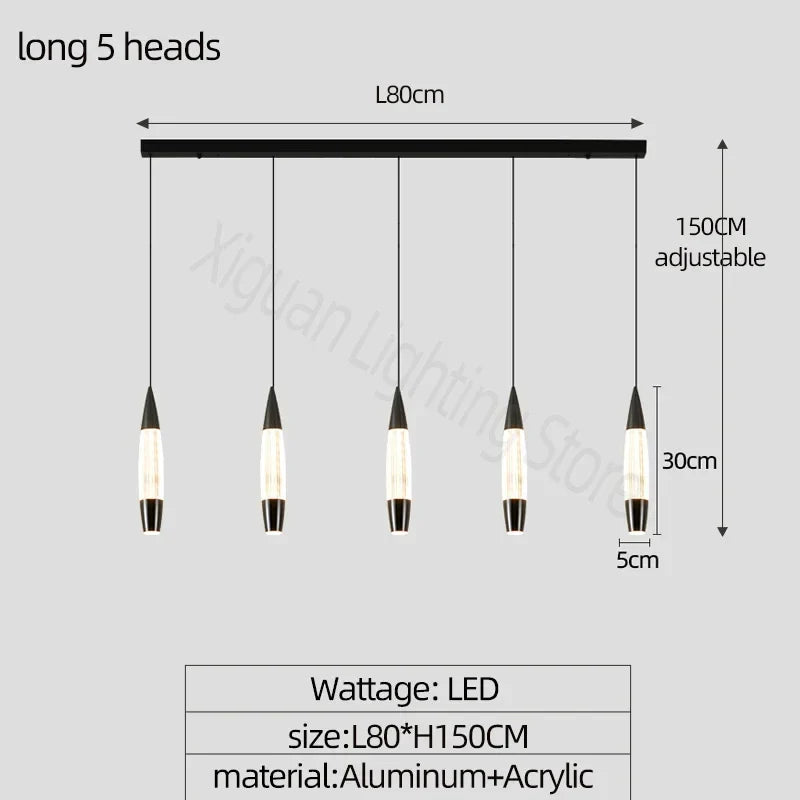 Modern Duplex High-rise LED Chandelier in Black Gold