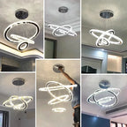 Crystal Rings Pendant Chandelier: Modern Ceiling Lamp for Living Room Decoration