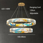 Luxury Crystal Glass Ceiling Light with LED Ring for Modern Villa Decor
