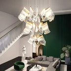 Acrylic Leaf Chandelier LED Light Dimmable Luxury Pendant for Home Decor