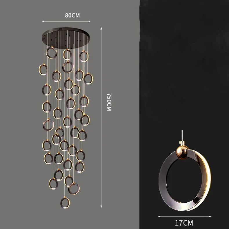 Crystal Chandelier Stair Pendant, Modern Living Room Lighting, Interior Home Decoration