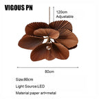 Wabi Sabi Fan Chandelier Pendant Light: Japanese Inspired Handmade Retro Leaves Design