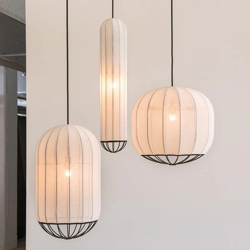 Nordic Fabric Pendant Light LED Minimalism Luminarias Bar Bedroom Lamp