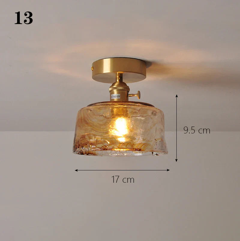 Glass Shade Pendant Ceiling Lamp for Kitchen Aisle Bedroom LED Lights Fixtures