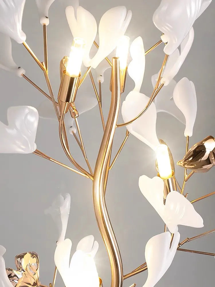 Nordic Ginkgo Leaf Living Room Floor Lamp - Modern Bedroom Night Light