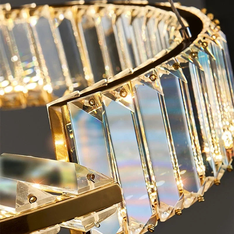 Round Iron Electroplating K9 Crystal LED Chandelier - Home Improvement