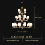 Chinese Jade Chandelier | Modern Duplex Villa Lighting