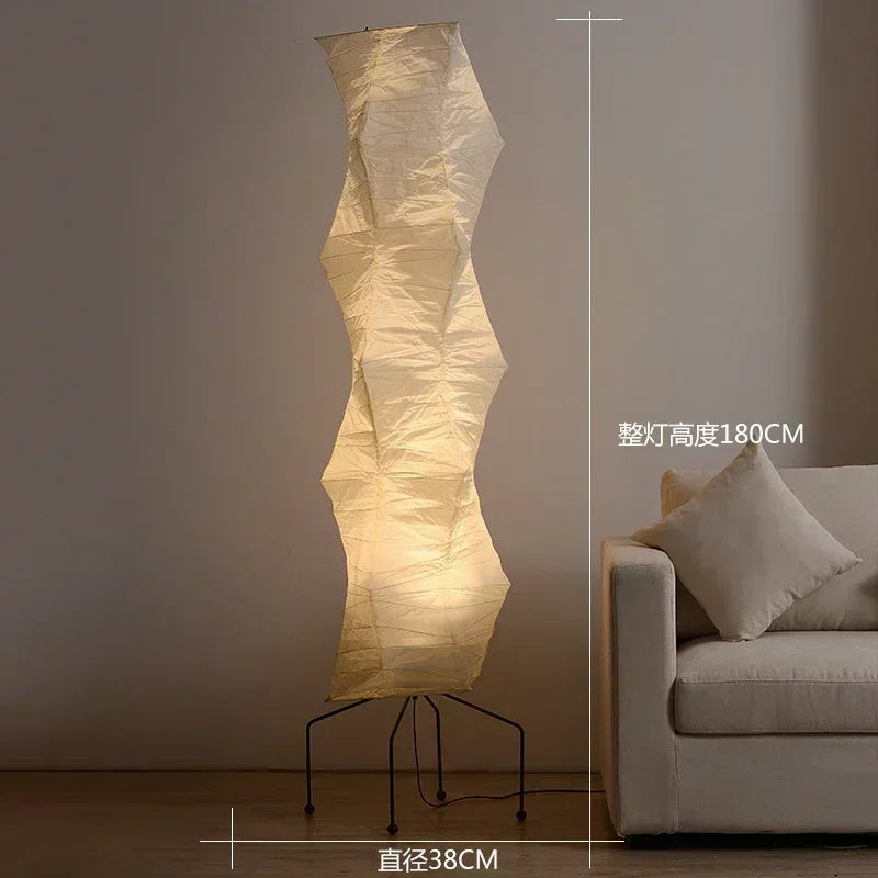 Rice Paper Floor Lamp Tripod Stand Ambient Light Living Room Decor