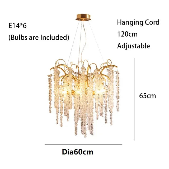 Gold Glass LED Crystal Chandeliers for Luxe Dining Room Decor