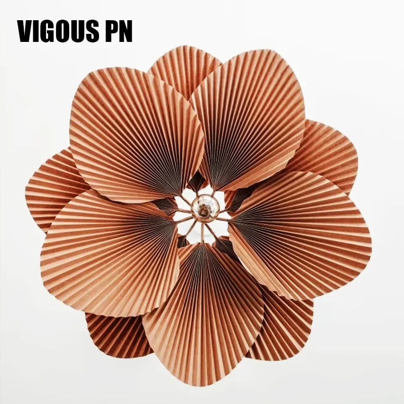 Wabi Sabi Fan Chandelier Pendant Light: Japanese Inspired Handmade Retro Leaves Design