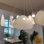 Leaf Grid Chandelier: Designer White Fabric Screen Suspension Lighting for Kitchen Island, Living Room, Bedroom