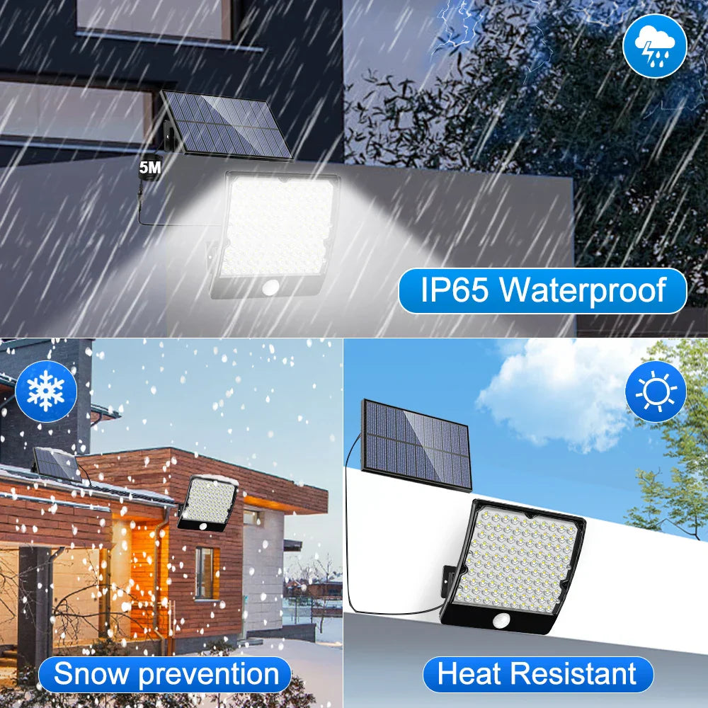 Solar Motion Sensor Flood Lights - Waterproof Outdoor LEDs, 3 Modes