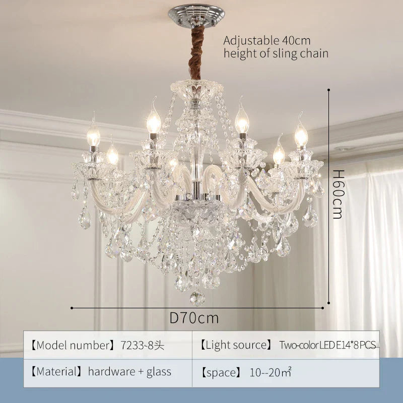 Crystal Chandelier LED Candle K9 Crystal Lamp for Living Dining Bedroom Shop