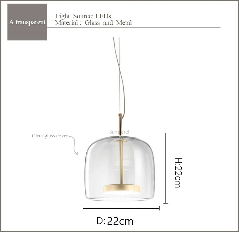 Nordic Glass Chandelier LED Bedroom Lamp - Contemporary Design for Interior Lighting