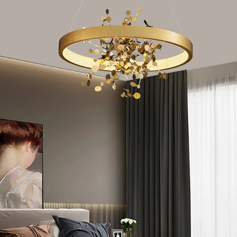 Modern Stainless Steel Ring Pendant Lighting for Home Decorución