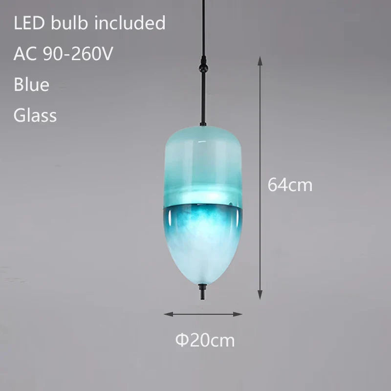 Night Flow Teardrop Glass Pendant Light in Blue - Italian Design Replica